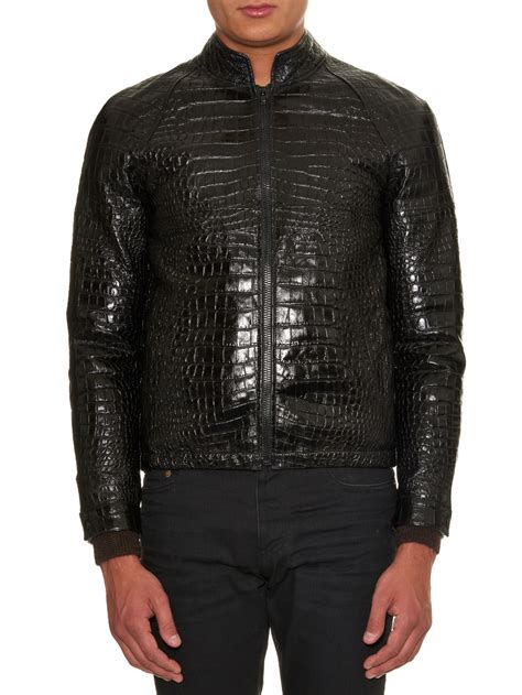 yves saint laurent crocodile skin jacket|st laurent aviator jacket.